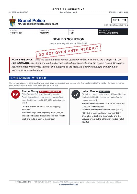 First page of the sealed solution